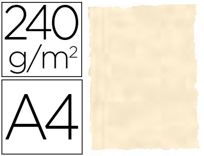25 hojas papel pergamino Liderpapel A4 240g/m² hueso con bordes